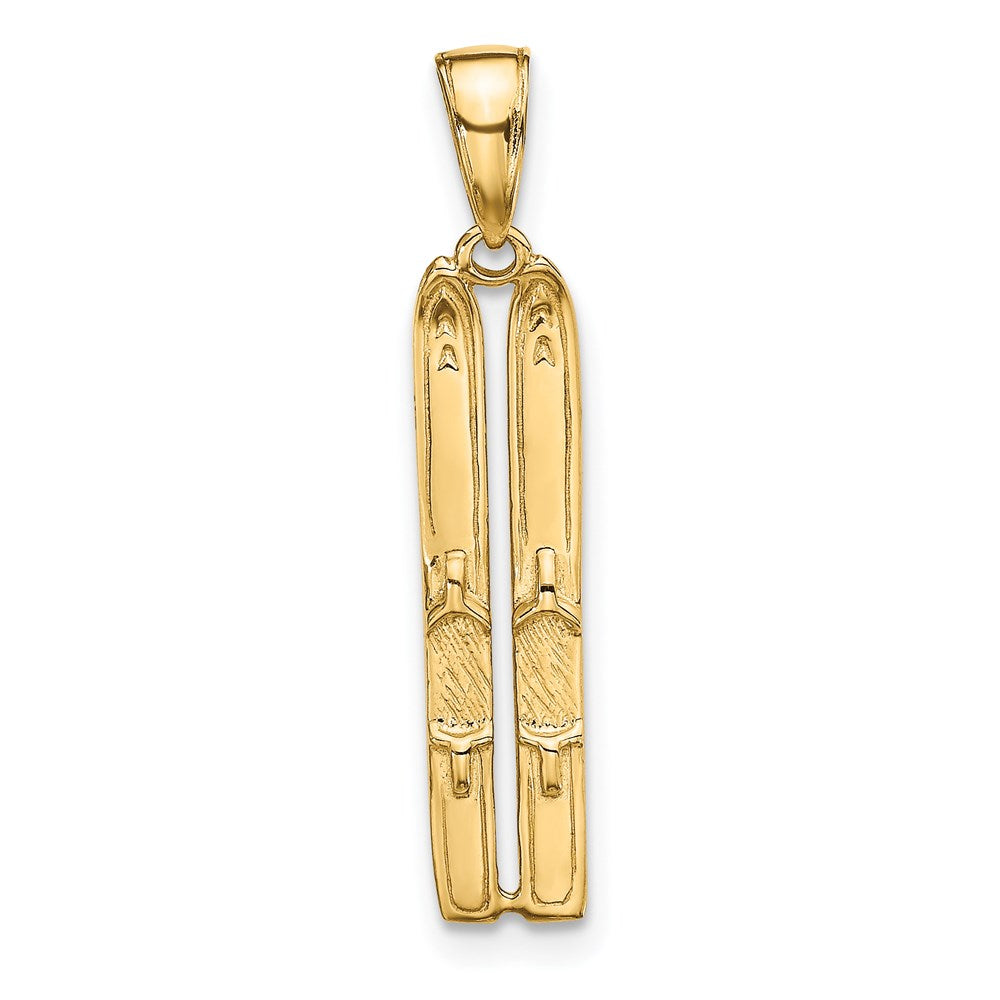 14K Gelbgold 3-d Snow Skis Anhänger