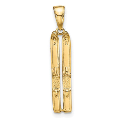 14K Gelbgold 3-d Snow Skis Anhänger