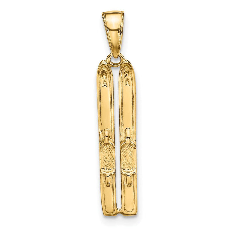 14K Gelbgold 3-d Snow Skis Anhänger