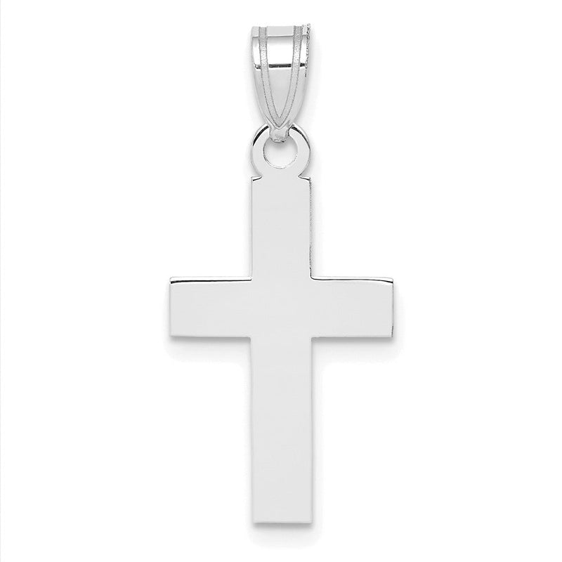 14K Weißgold Polierter Kreuz-Charm