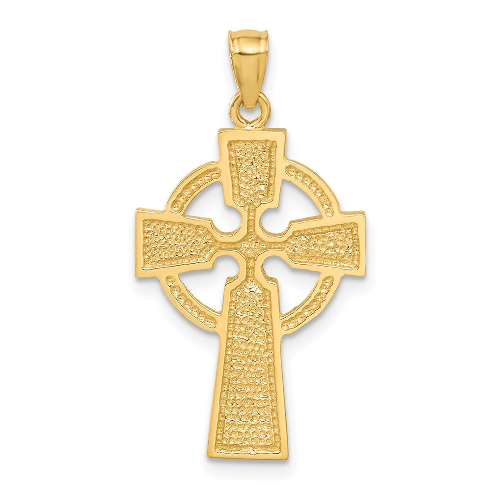 14K Gelbgold Diamantgeschliffener Keltisches-Kreuz-Anhänger