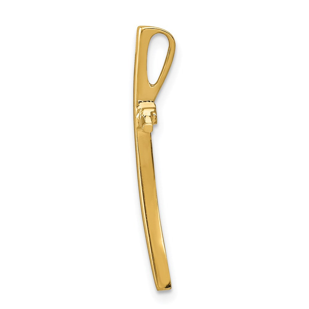 14K Gelbgold Poliert Gebogen Kreuz Kette Anhänger