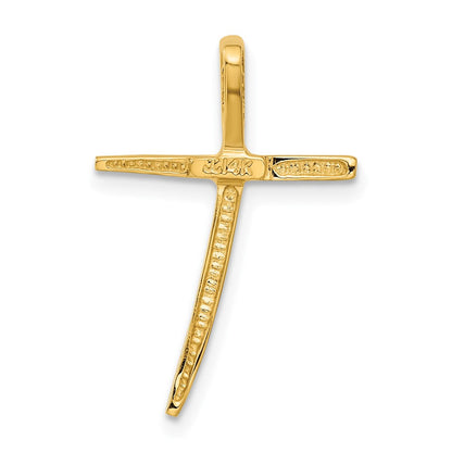 14K Gelbgold Poliert Gebogen Kreuz Kette Anhänger