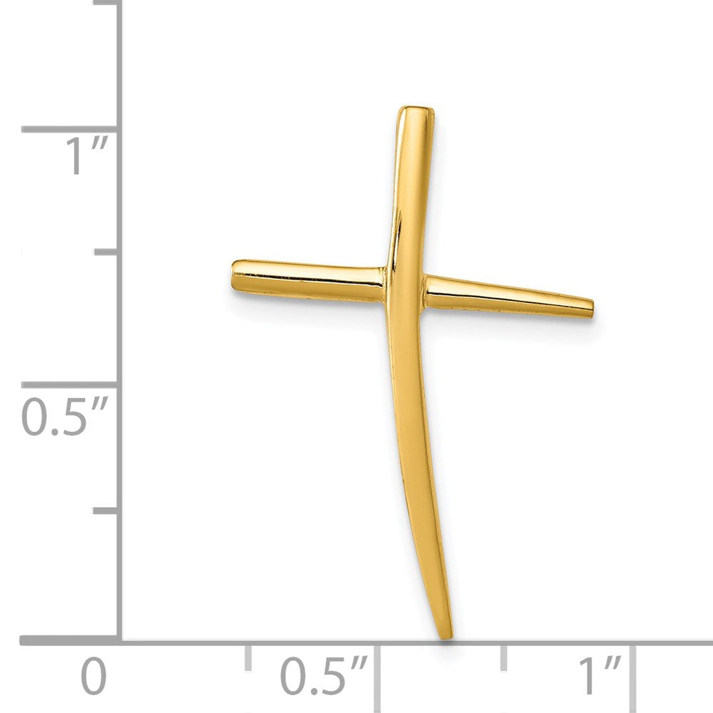 14K Gelbgold Poliert Gebogen Kreuz Kette Anhänger