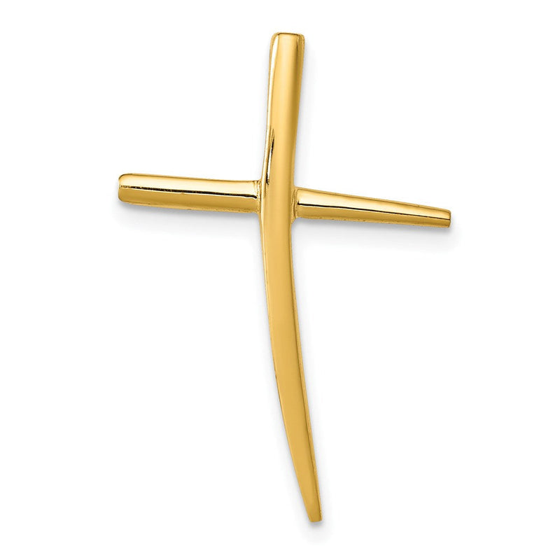 14K Gelbgold Poliert Gebogen Kreuz Kette Anhänger