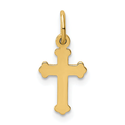 14K Gelbgold Mini Poliert Kreuz Charm