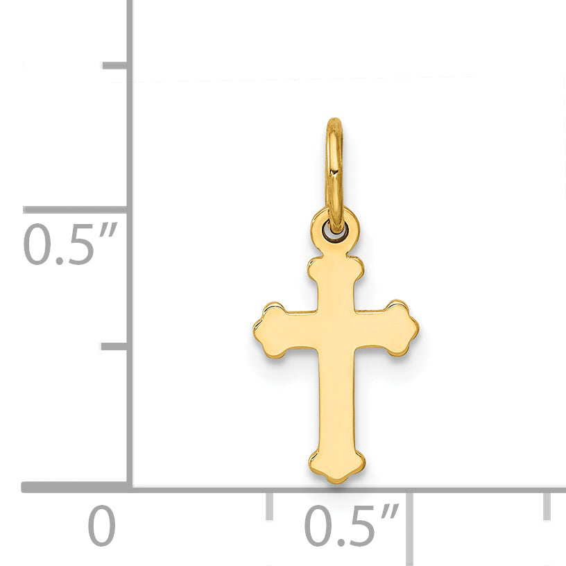 14K Gelbgold Mini Poliert Kreuz Charm