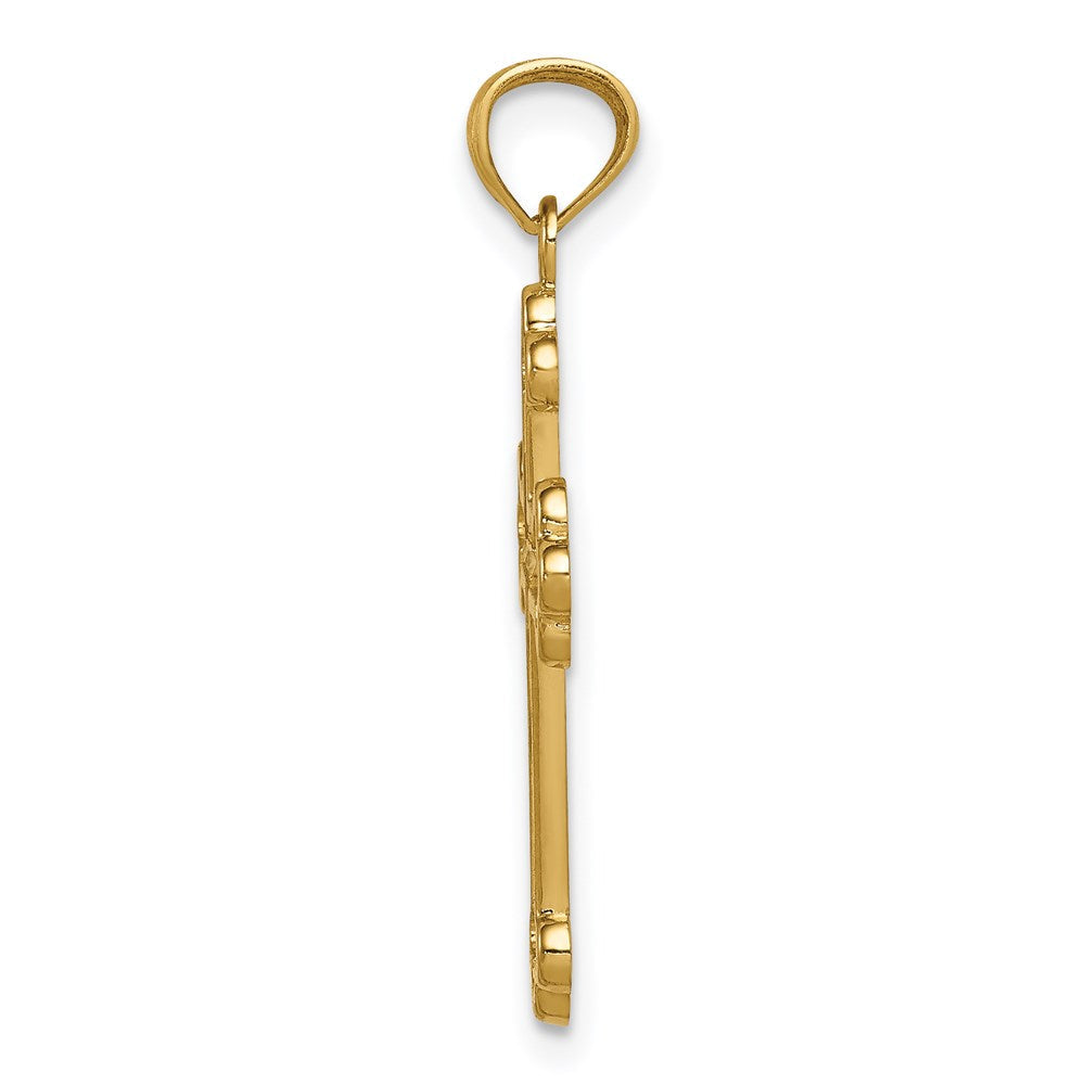 14K Gelbgold Knospend Kreuz Anhänger