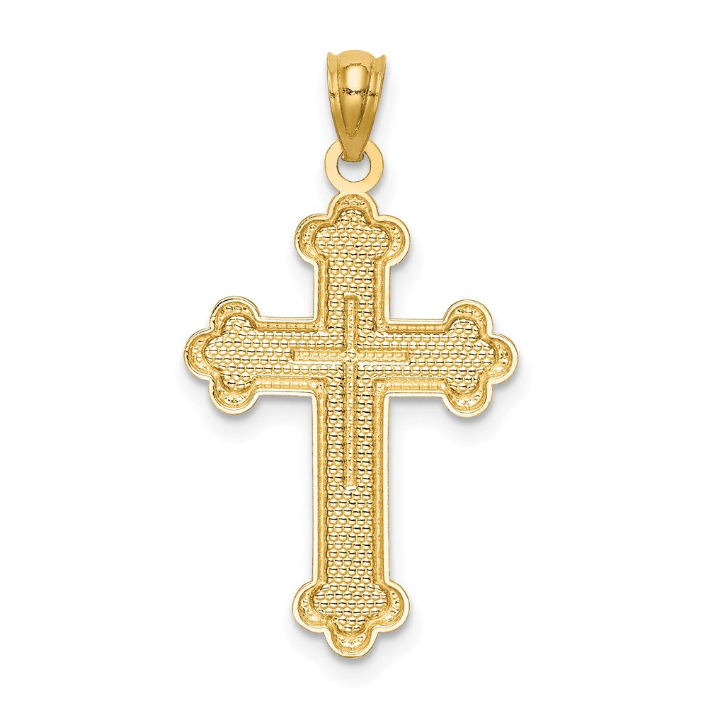 14K Gelbgold Knospend Kreuz Anhänger