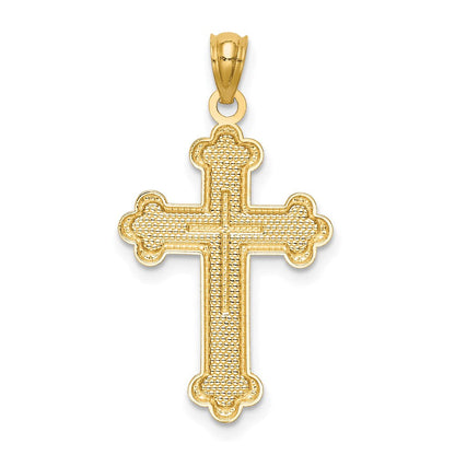 14K Gelbgold Knospend Kreuz Anhänger