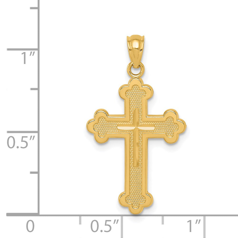 14K Gelbgold Knospend Kreuz Anhänger