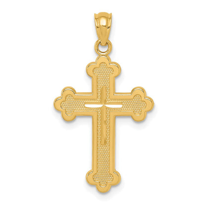 14K Gelbgold Knospend Kreuz Anhänger