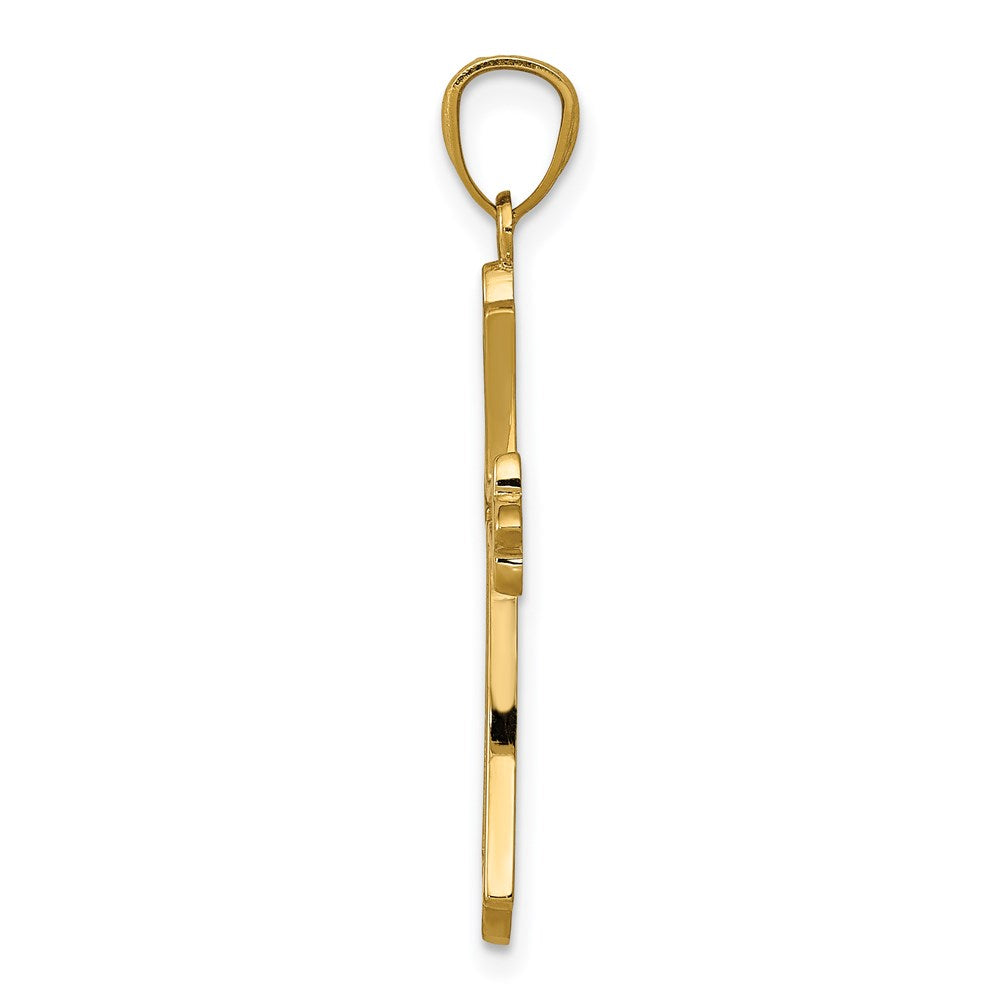 14K Gelbgold Knospend Kreuz Anhänger