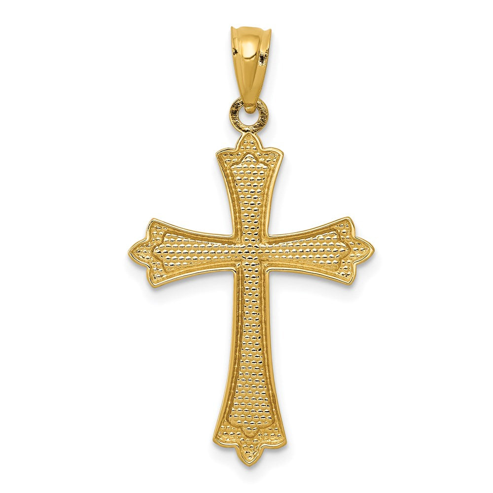 14K Gelbgold Knospend Kreuz Anhänger