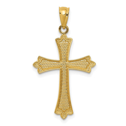 14K Gelbgold Knospend Kreuz Anhänger