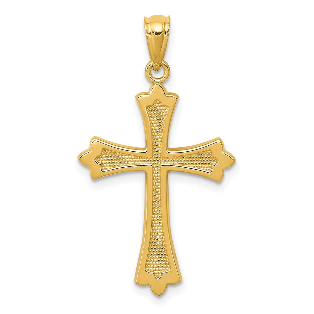 14K Gelbgold Knospend Kreuz Anhänger