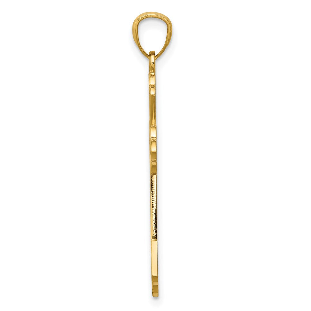 14K Gelbgold Diamantiert Kreuz Anhänger