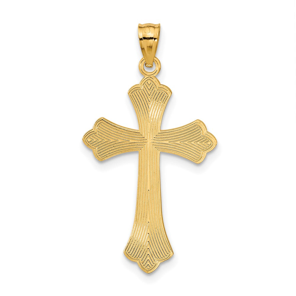 14K Gelbgold Diamantiert Kreuz Anhänger