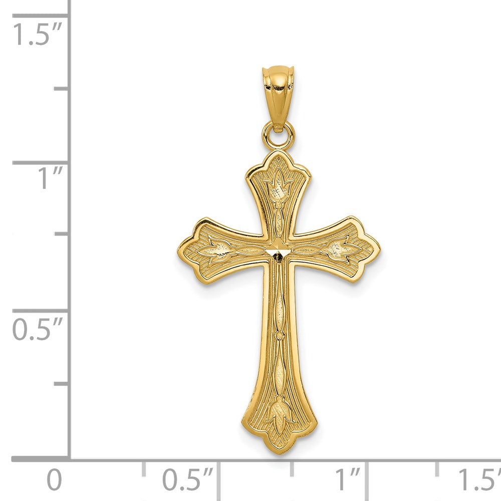 14K Gelbgold Diamantiert Kreuz Anhänger