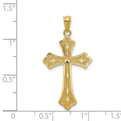 14K Gelbgold Diamantiert Kreuz Anhänger