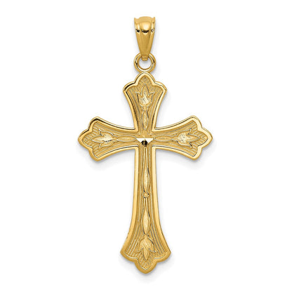 14K Gelbgold Diamantiert Kreuz Anhänger