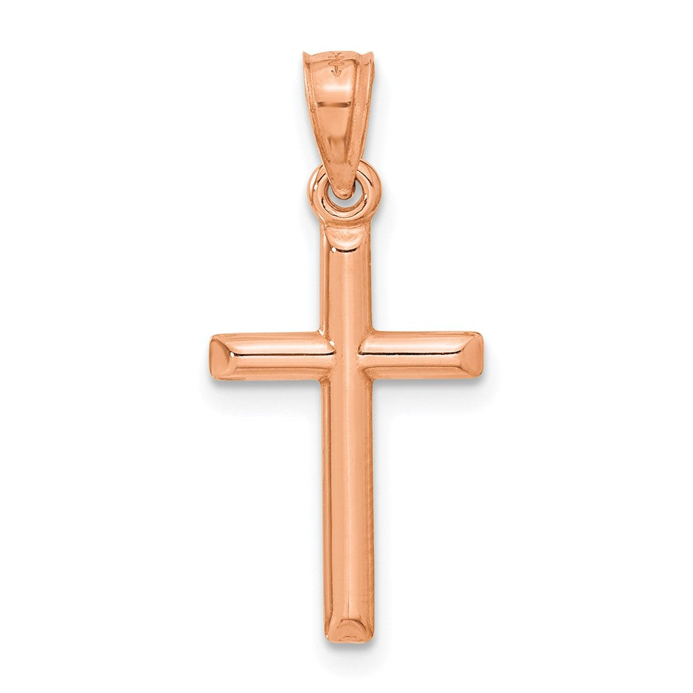 14K Roségold Poliert Hohl Kreuz Anhänger