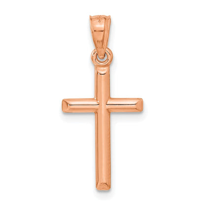14K Roségold Poliert Hohl Kreuz Anhänger