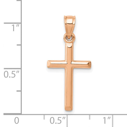 14K Roségold Poliert Hohl Kreuz Anhänger