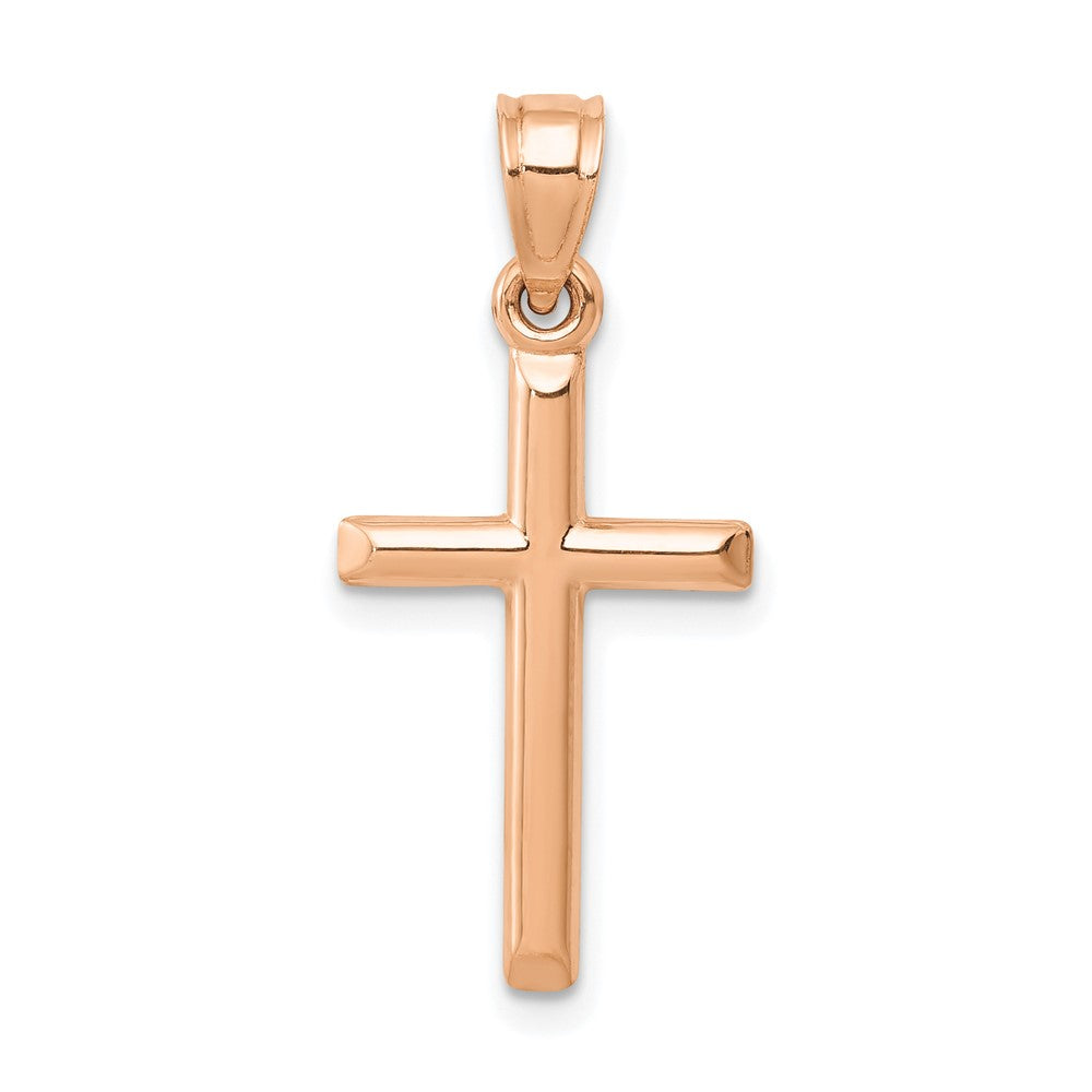 14K Roségold Poliert Hohl Kreuz Anhänger