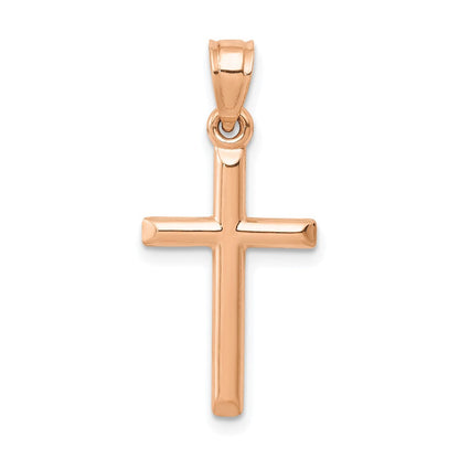 14K Roségold Poliert Hohl Kreuz Anhänger