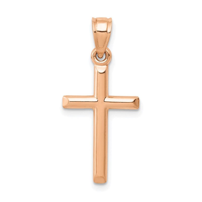 14K Roségold Poliert Hohl Kreuz Anhänger