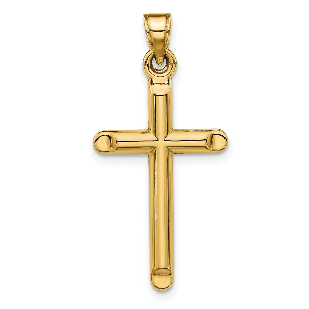 14K Gelbgold 3-d Hohl Kreuz Anhänger