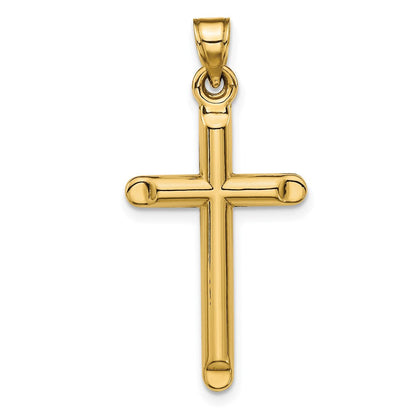 14K Gelbgold 3-d Hohl Kreuz Anhänger