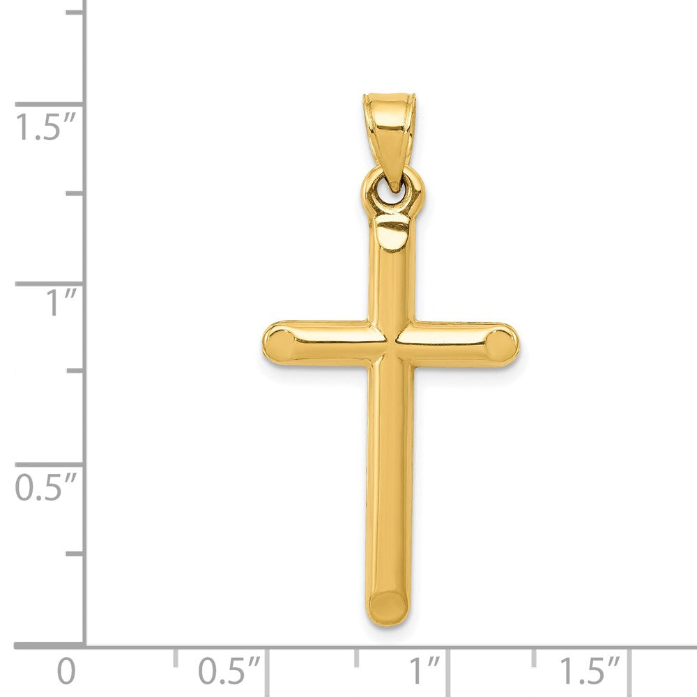 14K Gelbgold 3-d Hohl Kreuz Anhänger
