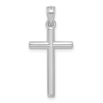 14K Weißgold Poliert Hohl Kreuz Anhänger