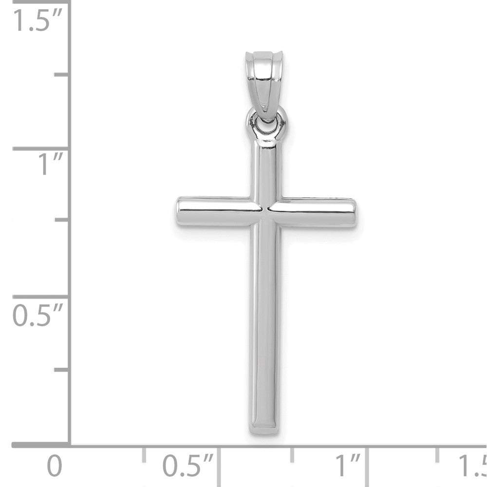 14K Weißgold Poliert Hohl Kreuz Anhänger