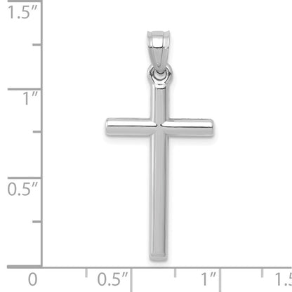 14K Weißgold Poliert Hohl Kreuz Anhänger