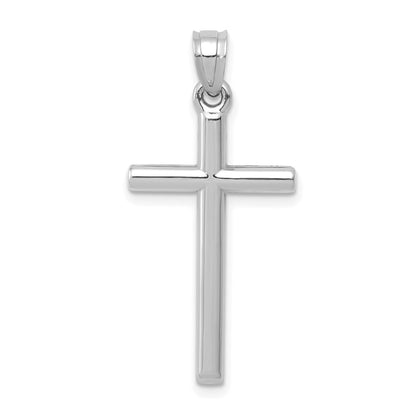 14K Weißgold Poliert Hohl Kreuz Anhänger