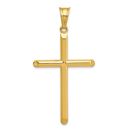 14K Gelbgold 3-d Hohl Kreuz Anhänger