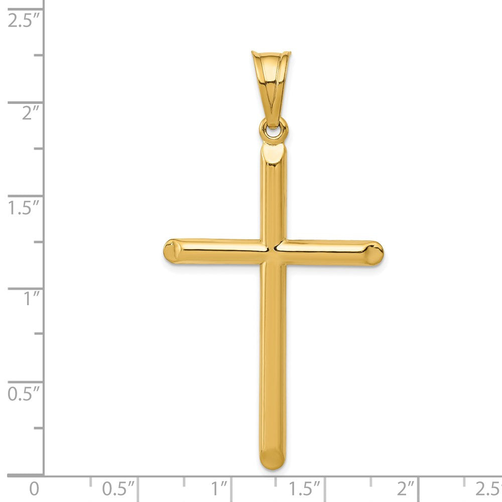 14K Gelbgold 3-d Hohl Kreuz Anhänger