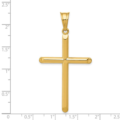 14K Gelbgold 3-d Hohl Kreuz Anhänger