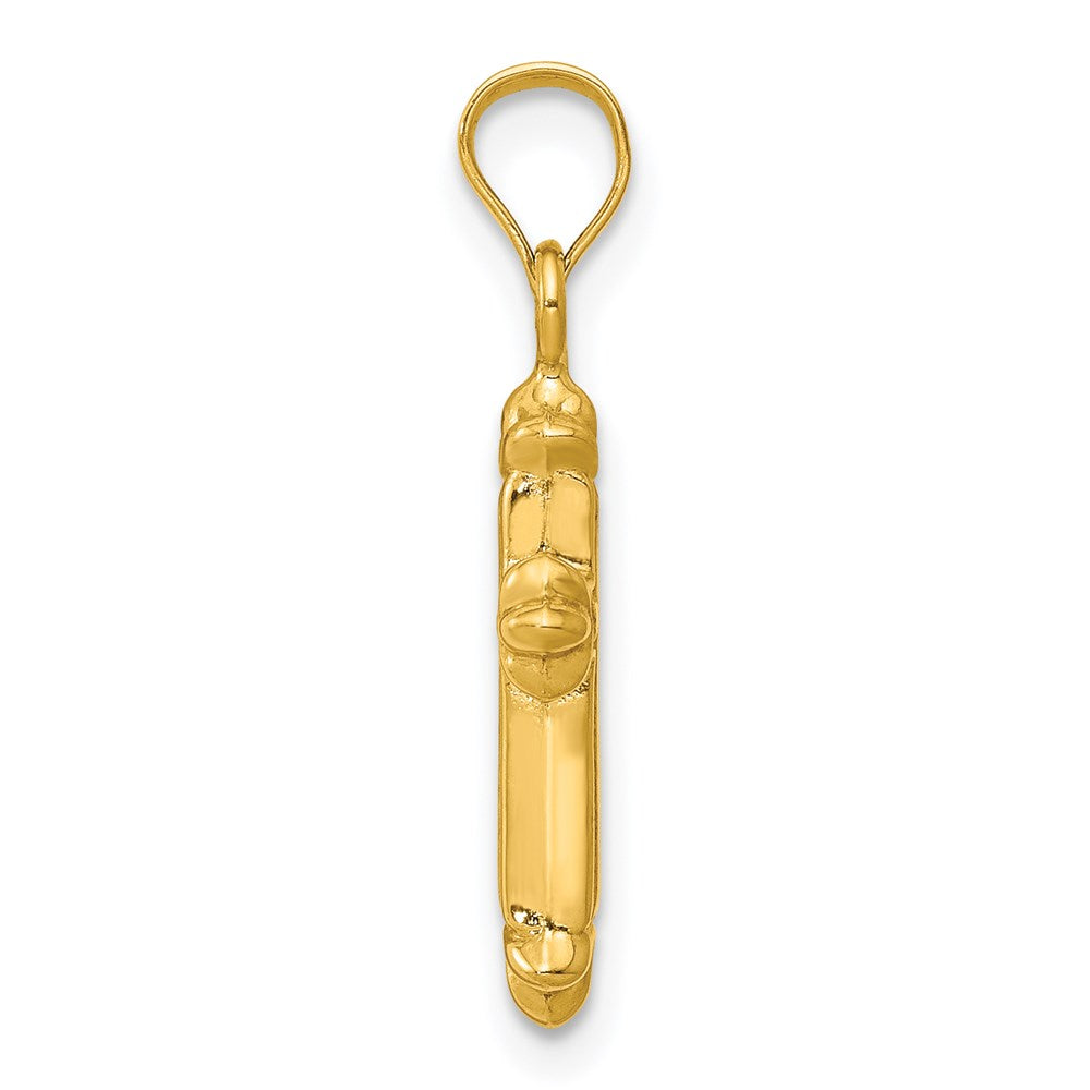 14K Gelbgold Fleur De Lis Hohl Kreuz Charm