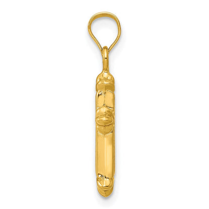 14K Gelbgold Fleur De Lis Hohl Kreuz Charm