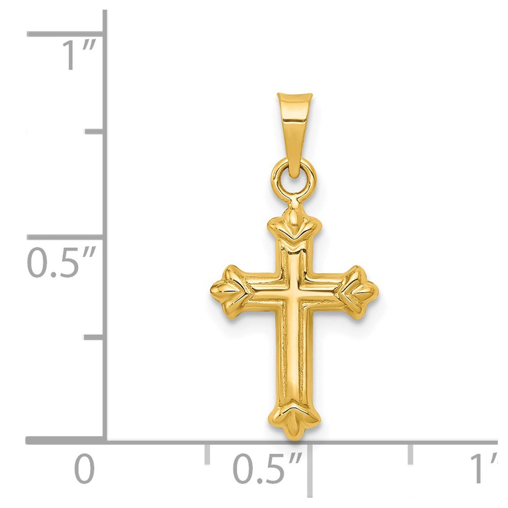 14K Gelbgold Fleur De Lis Hohl Kreuz Charm