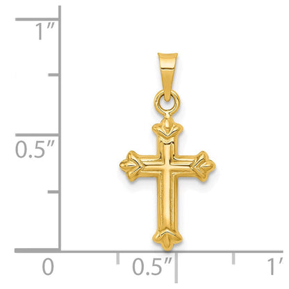 14K Gelbgold Fleur De Lis Hohl Kreuz Charm