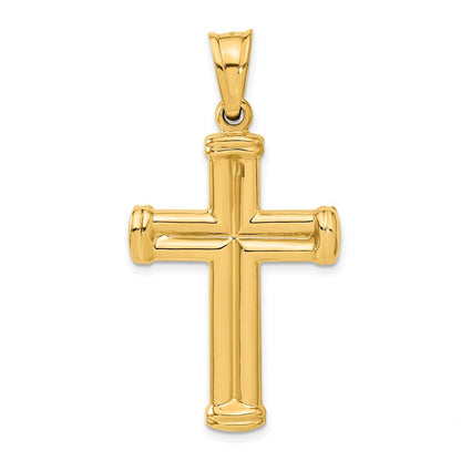 14K Gelbgold Hohl Kreuz Anhänger