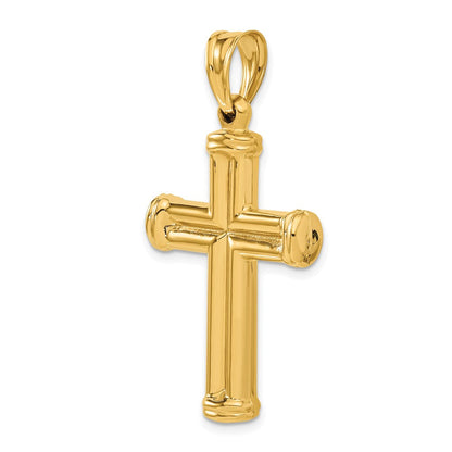 14K Gelbgold Hohl Kreuz Anhänger