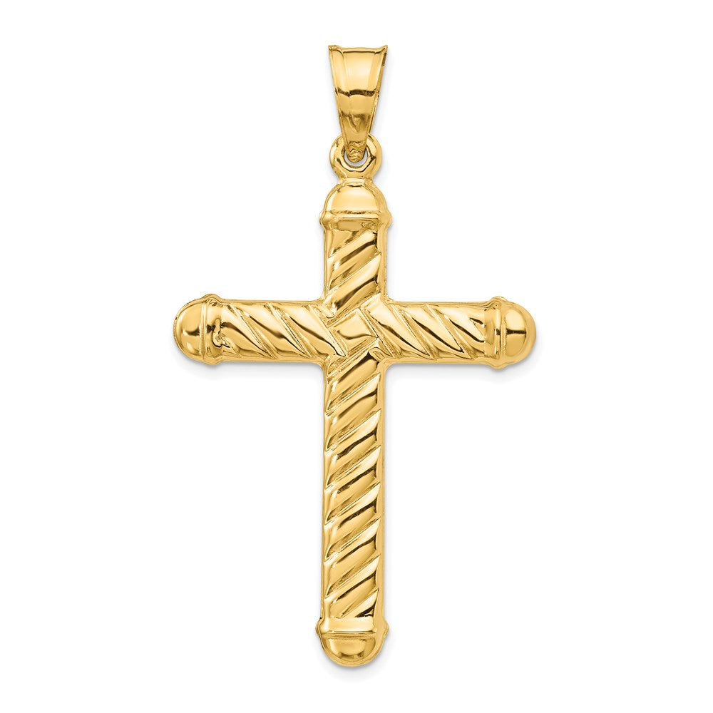 14K Gelbgold Hohl Kreuz Anhänger