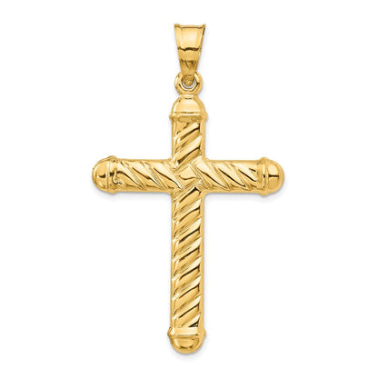 14K Gelbgold Hohl Kreuz Anhänger