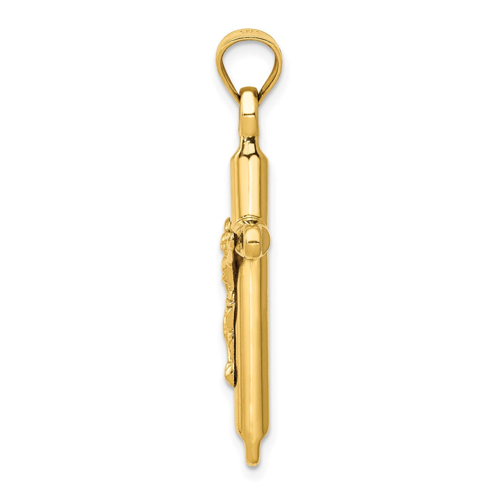 14K Gelbgold Hohl Kruzifix Anhänger